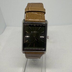 BREDA VIrgil Square Silver Moss Green Face Embossed Croc Mens Luxury Watch